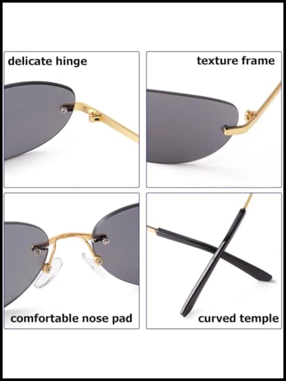 Y2K Retro Oval Sunglasses UV400 Protection Rimless Metal Frame Unisex